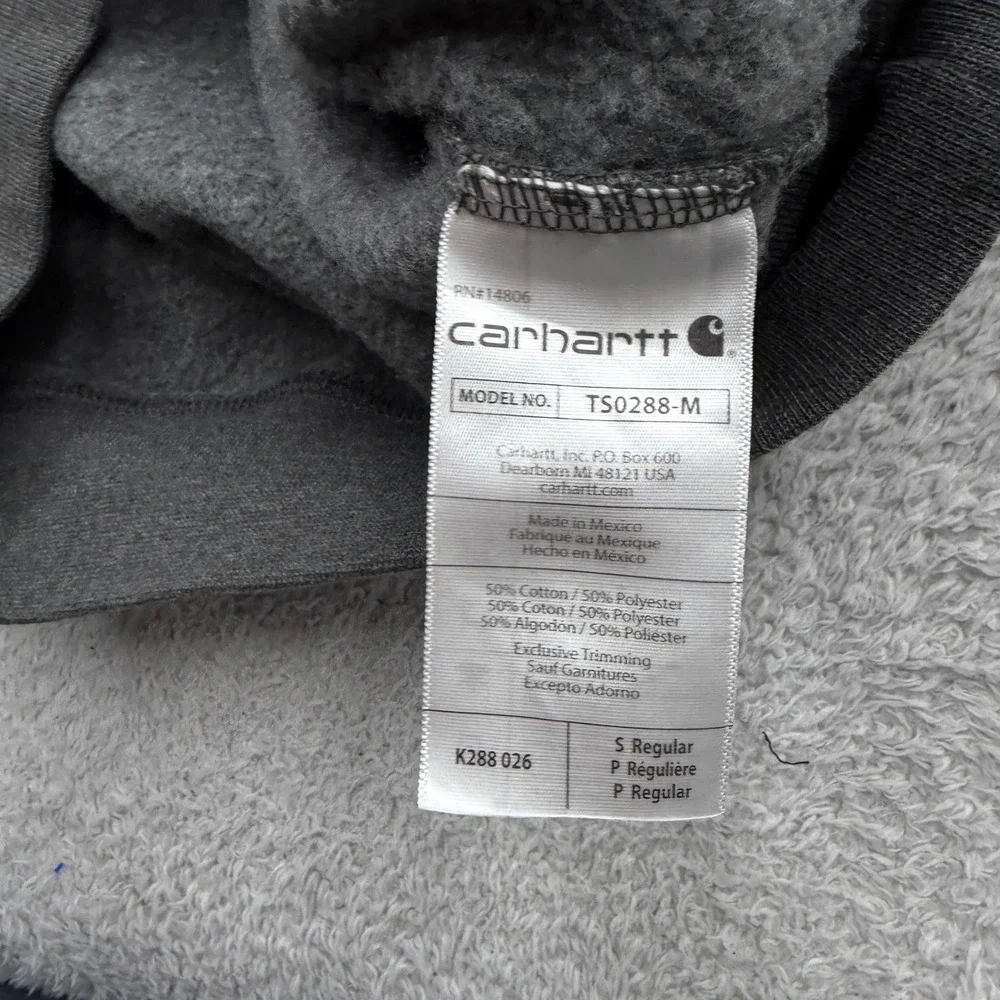 Carhartt Mens Loose Fit Hoodie Gray Neon Yellow Sleeve Logo TS0288-M Small